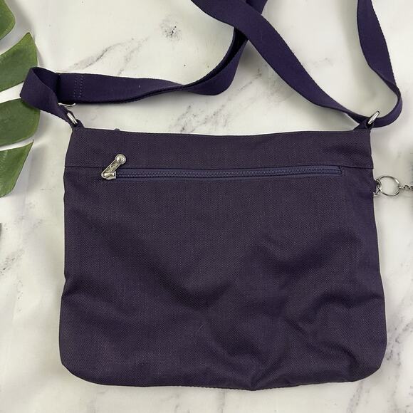 Kipling Lightweight Cross Body Purse Bag Dark Purple Square Pom Pom Charm - Picture 6 of 9